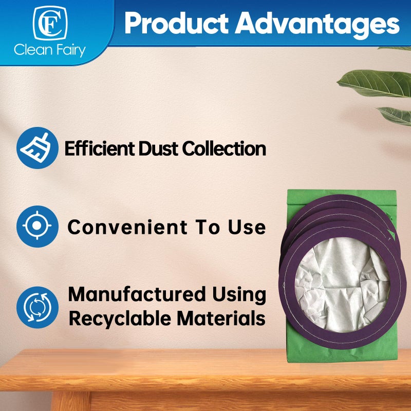 CF Clean Fairy أكياس مكنسة CF Clean Fairy 10 حزمة متوافقة مع موديلات ProTeam Coachvac MegaVac و Super CoachVac بديل للجزء #100331 كيس فلتر ميكرو 10Qt بطول 18 بوصة وعرض 7 بوصة - Image 4